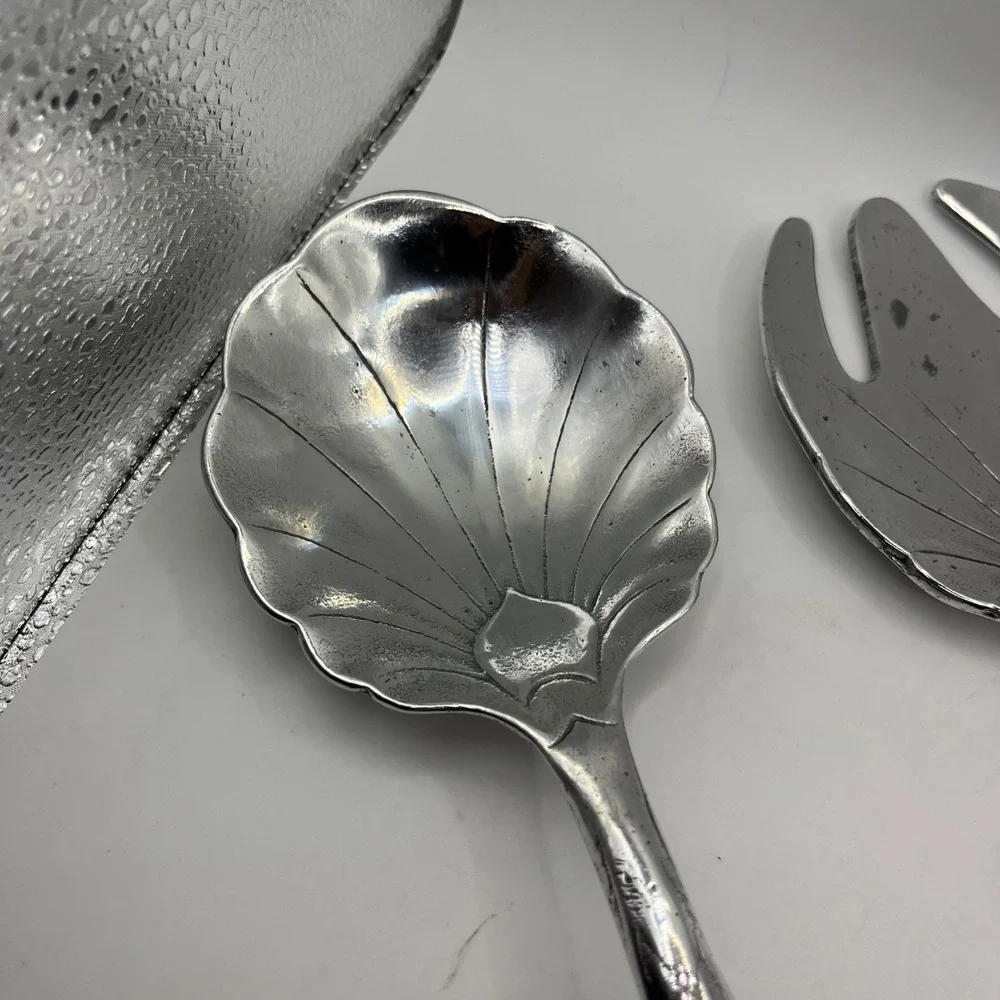 Arthur Court Designs‎ Briar Rabbit Serving Set Aluminum Rabbit Server Spoon Fork